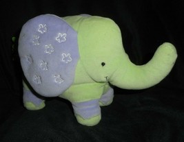 12&quot; Lambs &amp; Ivy Velour Baby Green Purple Elephant Stuffed Animal Plush Toy Lovey - £18.75 GBP