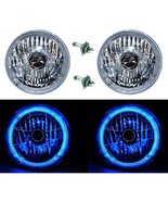 7&quot; Halogen H4 12V Headlight Headlamp Blue LED Halo Angel Eyes Light Bulb... - $79.95
