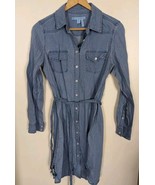 Draper James Size 8 Long Sleeve Button Down Denim Dress Jean Shirt Cotta... - $14.50