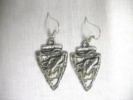 New American Tribal Spirit Wolf Head Arrowhead Pewter Full Pendant Size Earrings - £14.38 GBP