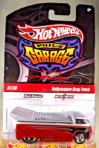 2010 Hot Wheels Phil&#39;s Garage 37/39 Volkswagen Drag Truck Red-Gray w/Real Riders - £17.27 GBP