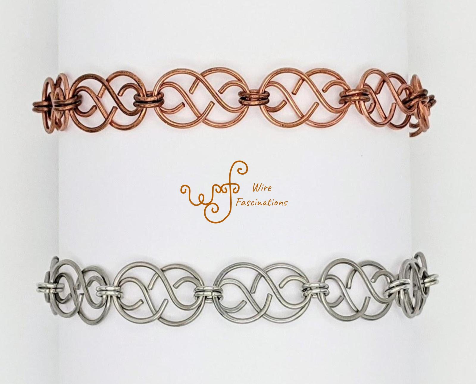 Handmade solid copper or stainless steel bracelet: Celtic chained links - £28.14 GBP