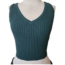 Green Sleeveless Ribbed Crop Sweater Size XS - £19.44 GBP