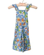 Vtg Jigsaw Puzzle Animals Canvas Overalls Girls Size 2 Flare Legs Ruffle... - £19.17 GBP