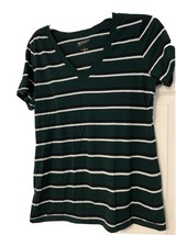 Arizona Girls Green with Black and White Stripes Jrs Size X-Large T Shirt - £11.06 GBP