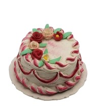 Dollhouse Miniature Cake Birthday Flower Frosting Dessert Food Vintage Artesian - £18.04 GBP