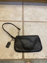Coach Wristlet Black Leather Hand Bag Clutch Pouch Wallet Purse - £15.75 GBP