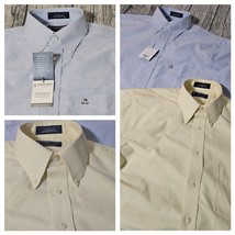 LOT Stafford Essentials Mens L Dress Shirt Blue LONG &amp; SHORT SLEEVE Oxfo... - $39.99