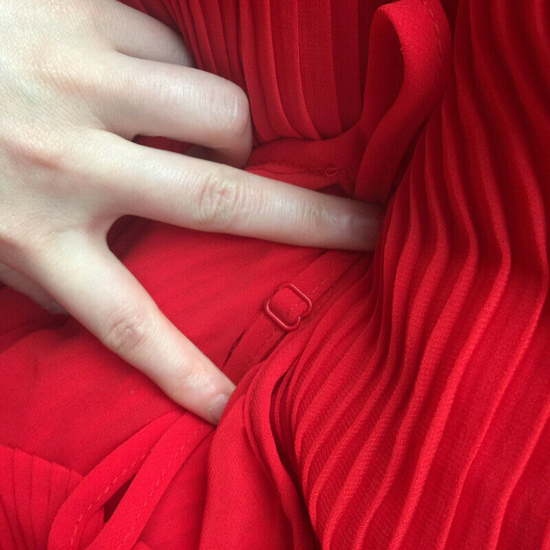 Womens Strappy Pleated Ruffle Top Culottes Flowy Jumpsuit in Red 6 8 10 AU STOCK Item image 5
