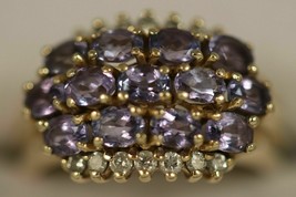 14K Yellow Gold Over Oval Tanzanite &amp; Diamond Art Deco Cluster Ring 2.85Ct - £81.85 GBP