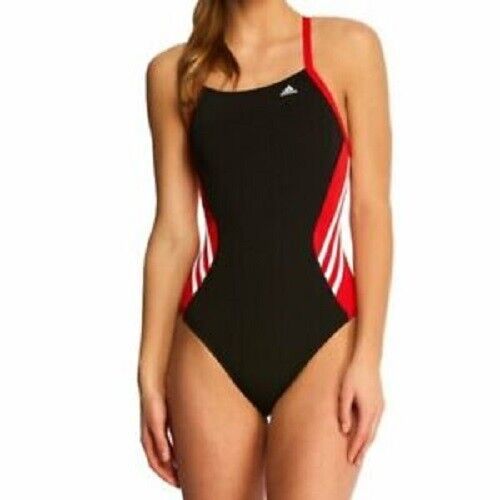 Primary image for NWT $78 ADIDAS Women's Solid Splice C Back 1-piece Swimsuit, RED Sz 24