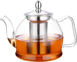 1000ml Glass Teapot with Removable Infuser, Stovetop Safe Tea Kettle, Blooming - £26.10 GBP