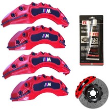 4x ABS PLASTIC For BMW M Red Brake Caliper Covers 17&#39; 18&#39; 19&#39; Rims + SIL... - £43.54 GBP