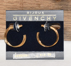Vintage Givenchy Bijoux Paris Gold Half-Hoop Earrings 1.5&quot; Pierced Earrings NOS - £19.62 GBP