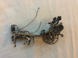 Vintage Dutch or Chinese Sterling Silver miniature Horse drawn buggy w man woman - £88.27 GBP