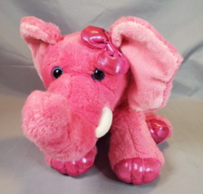 Plush Pink Elephant Aurora World Girlz Nation Stuffed Animal Metallic Bow &amp; Feet - £10.80 GBP