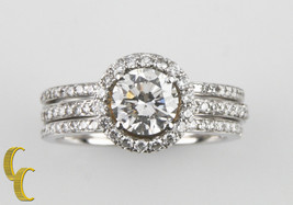 0.94 Ct Round Diamond GIA Solitaire 18k White Gold Three-Ring Set Size 5.25 - $151,381.86 MXN