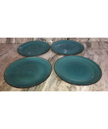 Dinner Formal Plates Set Of 4 Turquoise Swirl Stoneware 10.5&quot; Royal Norf... - £40.15 GBP