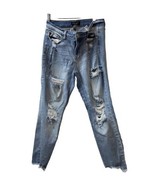 Judy Blue Distressed Size 7/28 Thrashed Juniors Straight Leg Raw Hem Jeans - £27.22 GBP