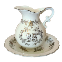 Lefton China Hand Painted 25th Anniversary Bowl And Pitcher from Japan #... - £12.06 GBP