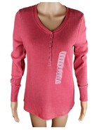 Women T-Shirt Seven7 Women&#39;s Long Sleeve Snap Waffle Henley Small Red - €16,94 EUR