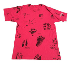 Vintage Animal Foot Print Shirt Size Medium Pink 1990s Nature Sol Duc Ho... - $18.52
