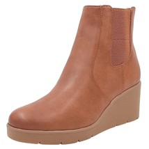 SOUL Naturalizer Women Wedge Heel Ankle Booties US 8W Toffee Brown - £118.63 GBP