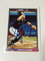 Greg Olson Atlanta Braves 1991 Bowman Autograph Card #577 READ DESCRIPTION - £3.94 GBP
