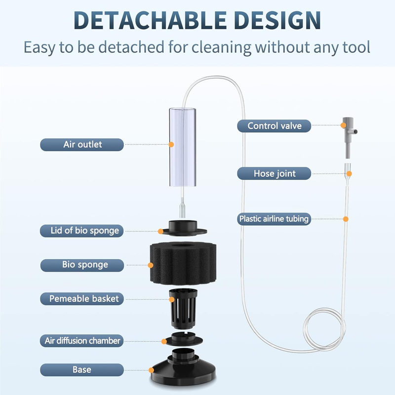 Pawfly Aquarium Air Pump with Nano Bio Sponge Filter Kit Air Control Valve Airli Item image 6