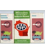 3 AAA Maps with Marked Route from Milwaukee to Nashville &amp; Return 1968 - £14.12 GBP