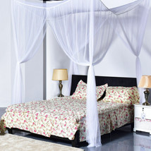 Costway 4 Corner Post Bed Canopy Mosquito Net Netting Bedding White Full... - £28.63 GBP