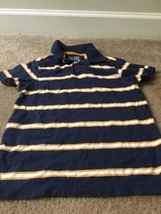 Arizona Boys Blue Striped Short Sleeve Polo Shirt Button &amp; Pullover Size... - £21.65 GBP