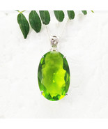 925 Sterling Silver Peridot Necklace Handmade Birthstone Jewelry Free Chain - £41.35 GBP
