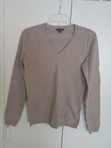 Tommy Hilfiger Ladies Ls Brown Stretch V-NECK Pullover SWEATER-S-BARELY Worn - £4.81 GBP