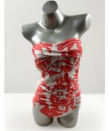 Anne Cole Womens One Piece Swimsuit Size 10 Floral Coral Orange White St... - $44.55