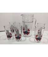 Vintage Avir Nautical Sailboat Glass Pitcher Complete Set w/ 6 glasses I... - £36.71 GBP