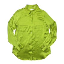 NWT Equipment Slim Signature in Citron Satin Silk Button Down Shirt M $238 - $91.08