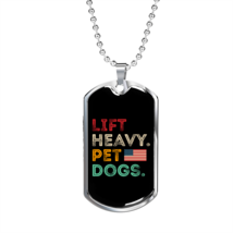 Lift Heavy Necklace Stainless Steel or 18k Gold Dog Tag 24&quot; Chain - £37.60 GBP+