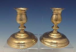 Grand Colonial by Wallace Sterling Silver Candlestick Pair 4 1/4&quot; X 4&quot; (#0393) - £228.70 GBP