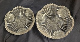 3pc Vtg Finely Cut Glass Nappy Hobstar Saw Tooth Rim American Brilliant Period - £27.59 GBP