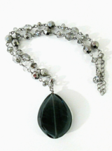 Smoky Charcoal Gray Faceted Glass Bead Statement Necklace - £12.17 GBP