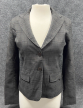 New York &amp; Company 2 Button Blazer Jacket Women Size 2 Gray Plaid Stretc... - $26.18