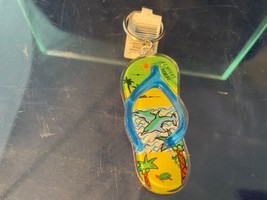 Florida Souvenir Fort Myers Beach Keychain Bag Clip Dophins Flipflop Blue - £9.63 GBP