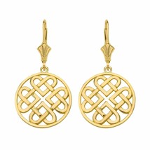 10k Solid Yellow Gold Woven Celtic Hearts Circle Drop Earrings Set - Small - £134.92 GBP