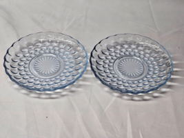 Vintage BUBBLE BLUE 6&quot; Dessert Plate By ANCHOR HOCKING - Pair Of 2 - Cir... - $11.98