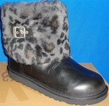 Ugg Australia Kids Ellee Black Leopard Cuff Boots Toddler Size Us 11 Nib 1003723 - £55.35 GBP