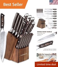 All-in-One Kitchen Knife Set with Built-in Sharpener &amp; Stylish Wooden Block - $80.99