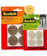 Lot of 2 Scotch 1.5&quot; Brown Round Hard Surface Gripping Pads 8-Pk &amp; 16 Fe... - $12.15 CAD
