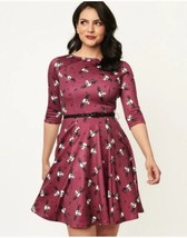 Corpse Bride x Unique Vintage Dress Flying Skulls Stephanie Flare XL - $38.40