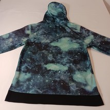 Carbon Men's Black & Dyed Blue Drawstring Hoodie Pullover Sweatshirt Size Medium image 11